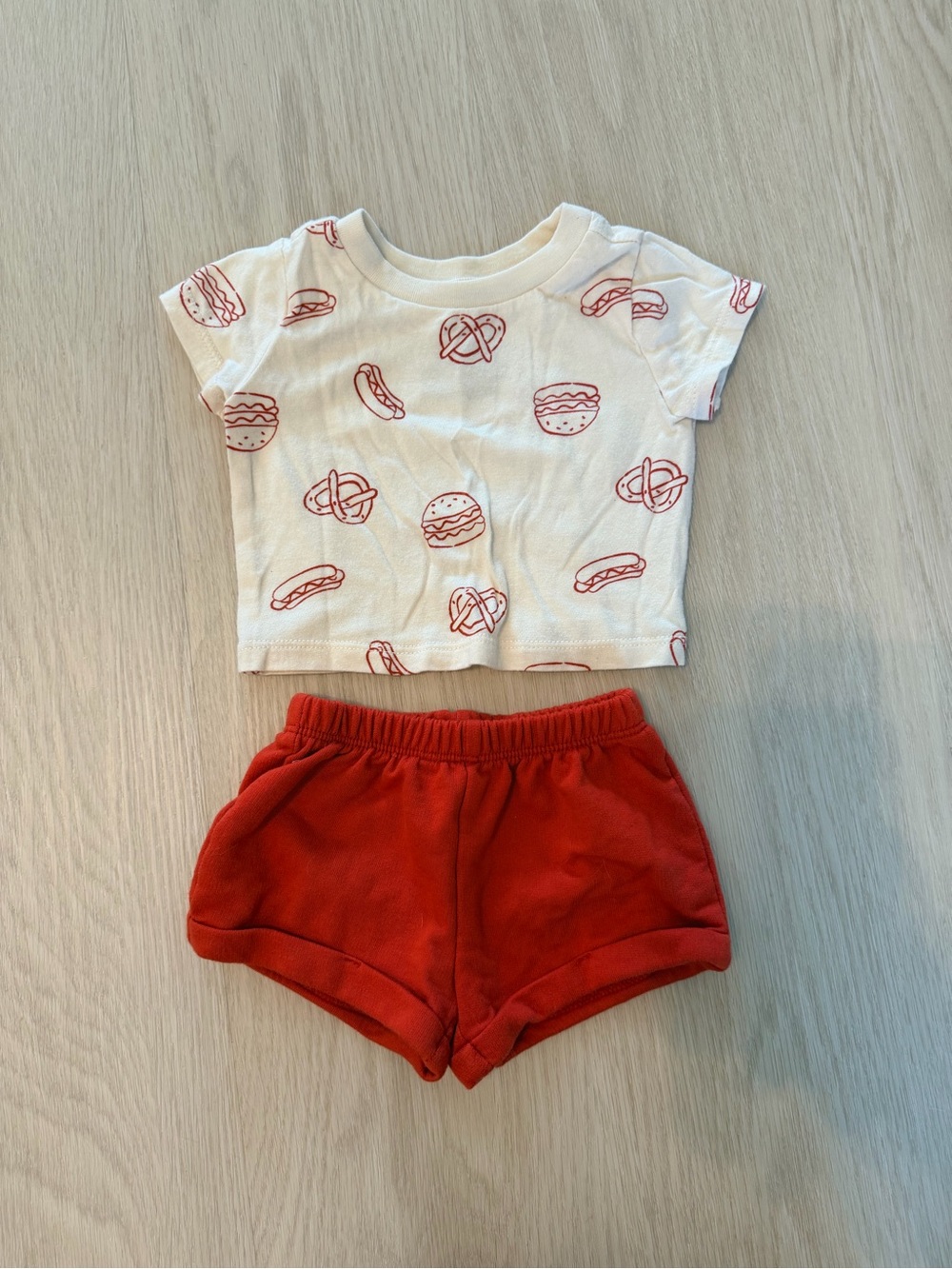 Kids Two-Piece Matching Set in Cream and Red
